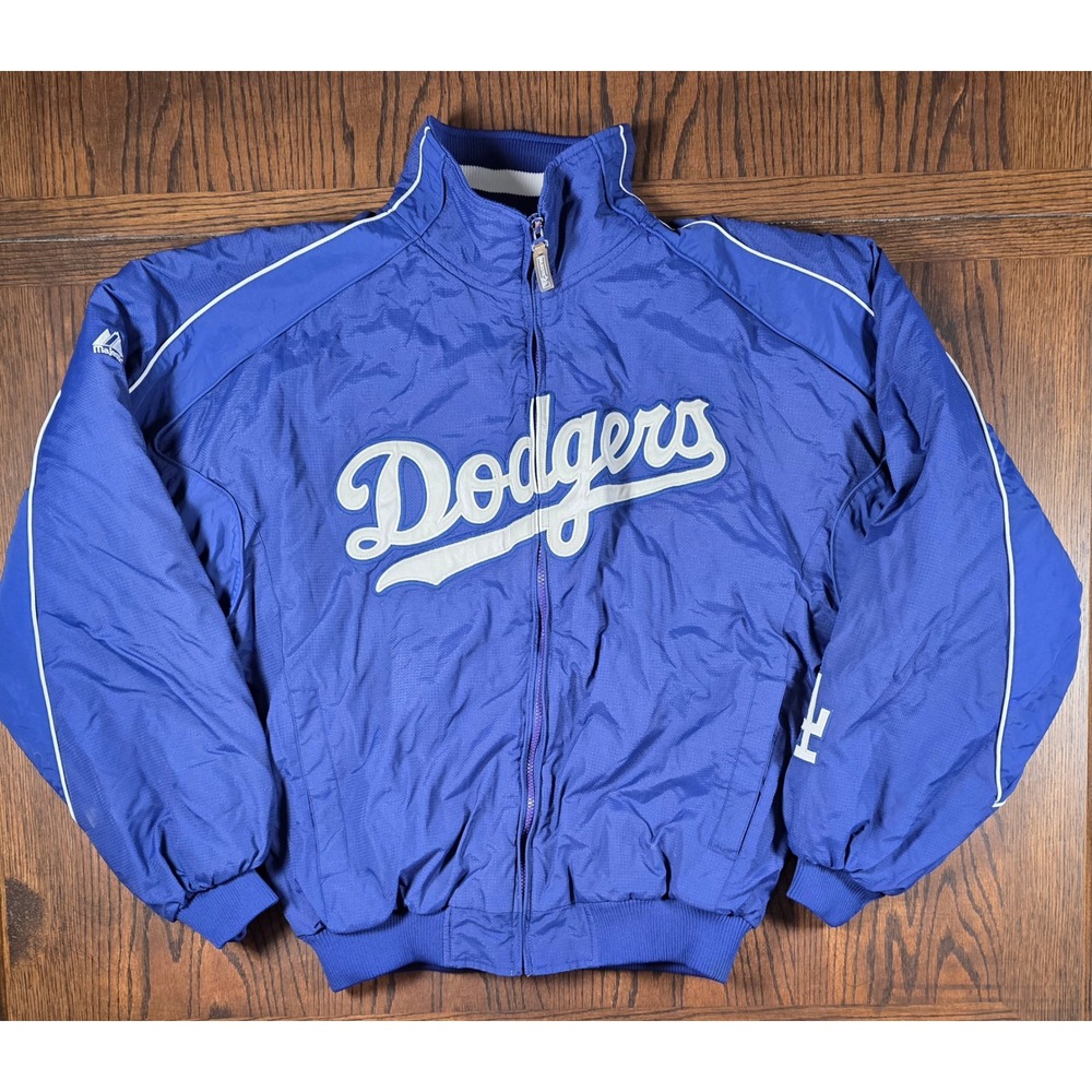 Vintage Majestic Los Angeles Dodgers MLB Jacket Mens Blue Vintage Full Zip Large